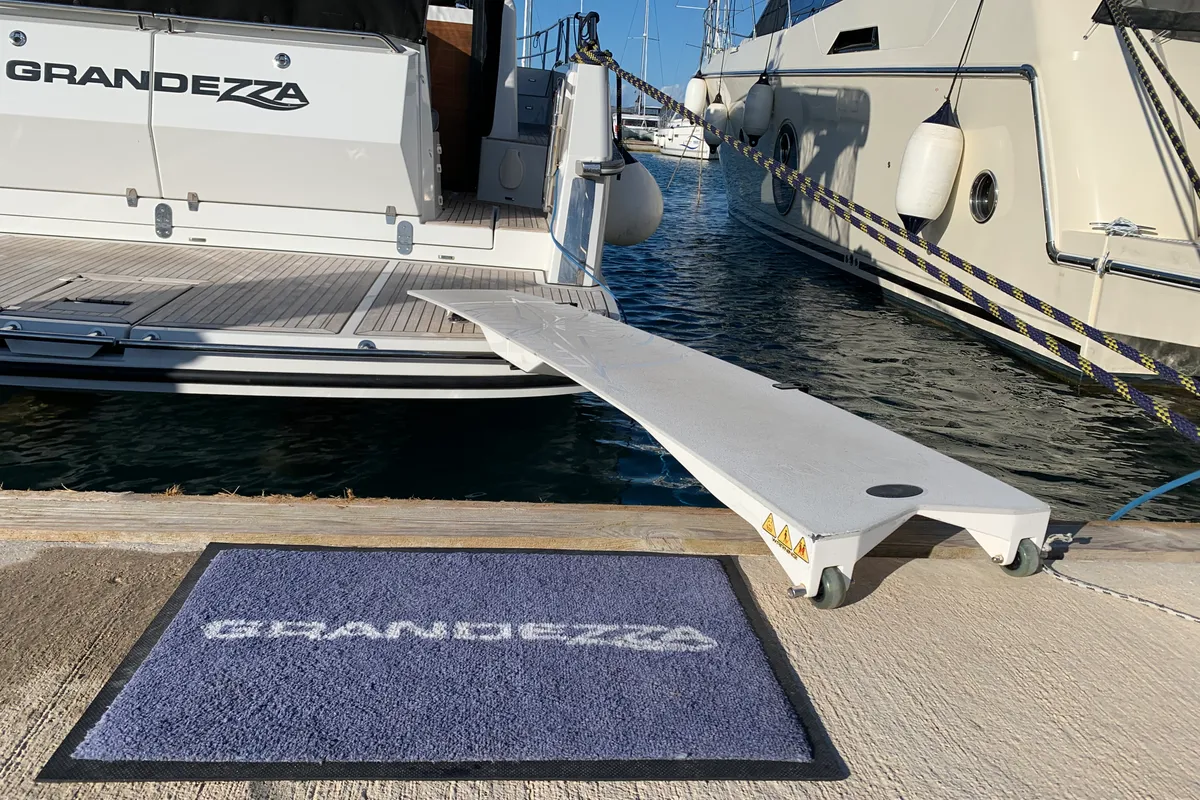 Deck of KRISTINA, a Grandezza 37 CA motorboat at Grad Trogir, Croatia