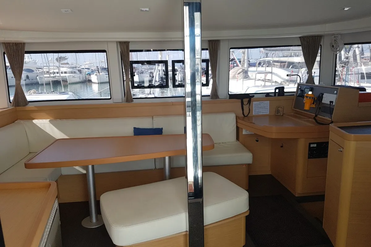Salon of Agia Irini, a Lagoon 42 catamaran at Municipal Unit of Rhodes, Greece