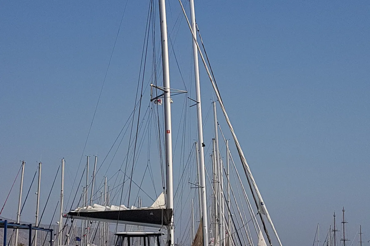 Exterior view of Agia Irini, a Lagoon 42 catamaran at Municipal Unit of Rhodes, Greece
