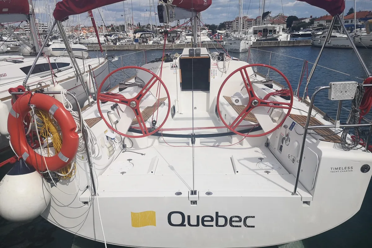 Cockpit of Quebec, a Elan 350 Performance sailboat at Grad Biograd na Moru, Croatia