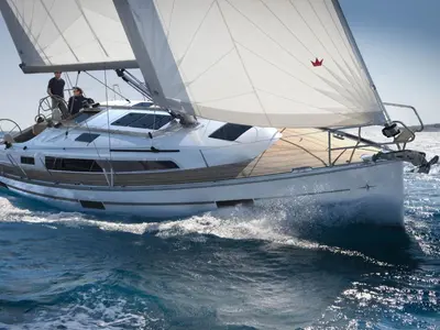 Exterior view of Jameson, a Bavaria Cruiser 46 sailboat at Zadar, Croatia