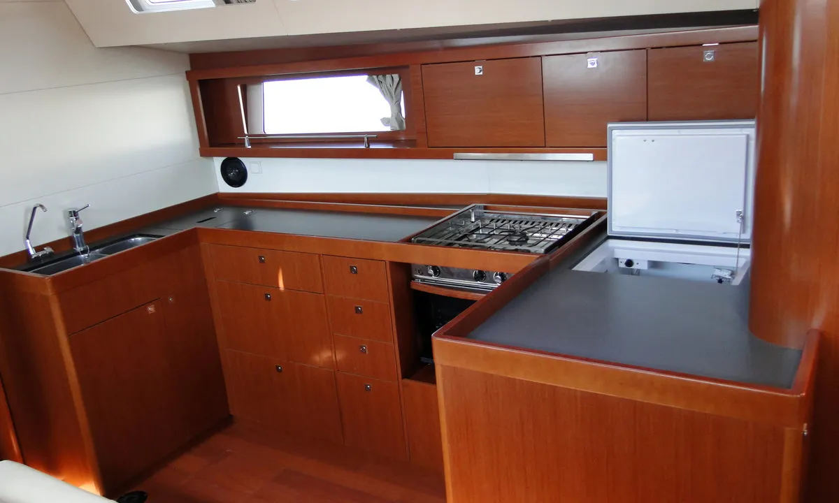 Galley of Orion XII, a Beneteau Oceanis 48 sailboat at Volos, Greece