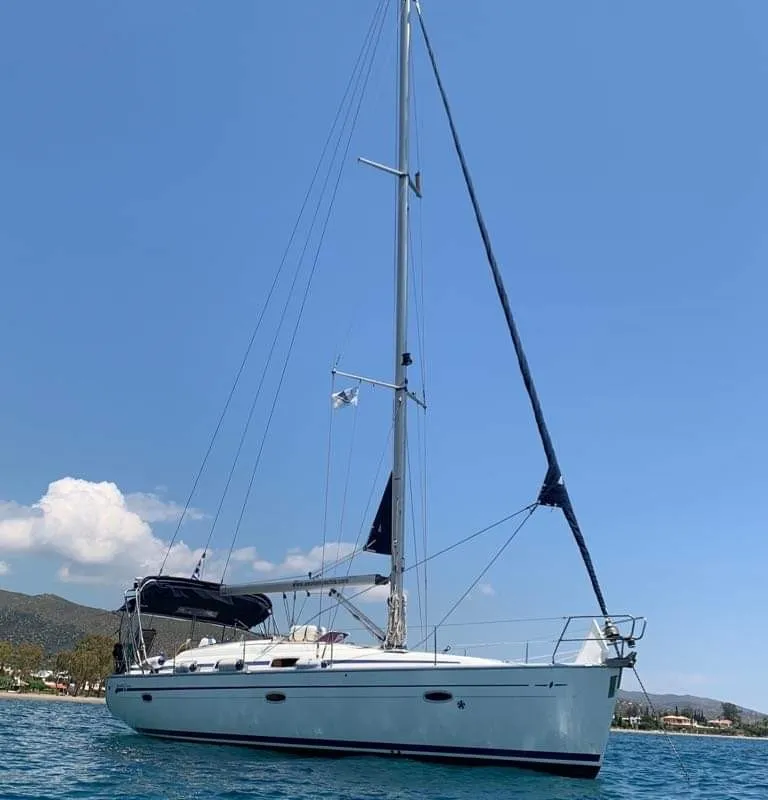 Exterior view of Magellan, a Bavaria 39 Cruiser sailboat at Preveza, Greece