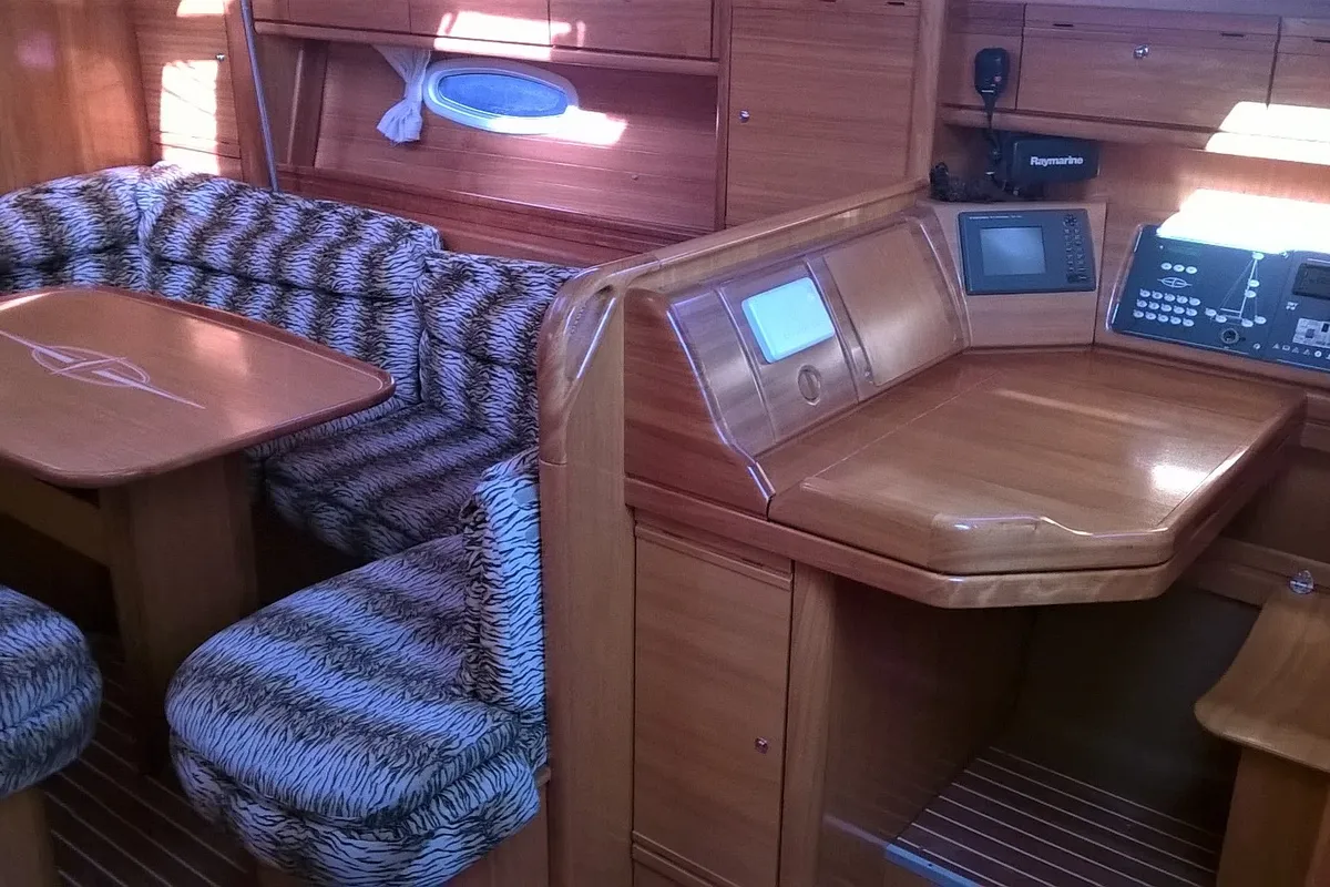 Salon of Magellan, a Bavaria 39 Cruiser sailboat at Preveza, Greece