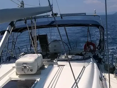 Deck of Magellan, a Bavaria 39 Cruiser sailboat at Preveza, Greece