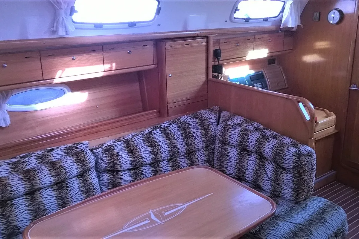 Salon of Magellan, a Bavaria 39 Cruiser sailboat at Preveza, Greece