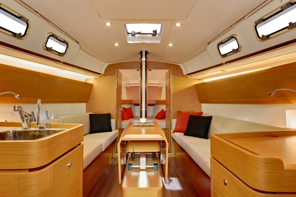 Salon of Libra, a Beneteau First 35 sailboat at Jezera, Croatia