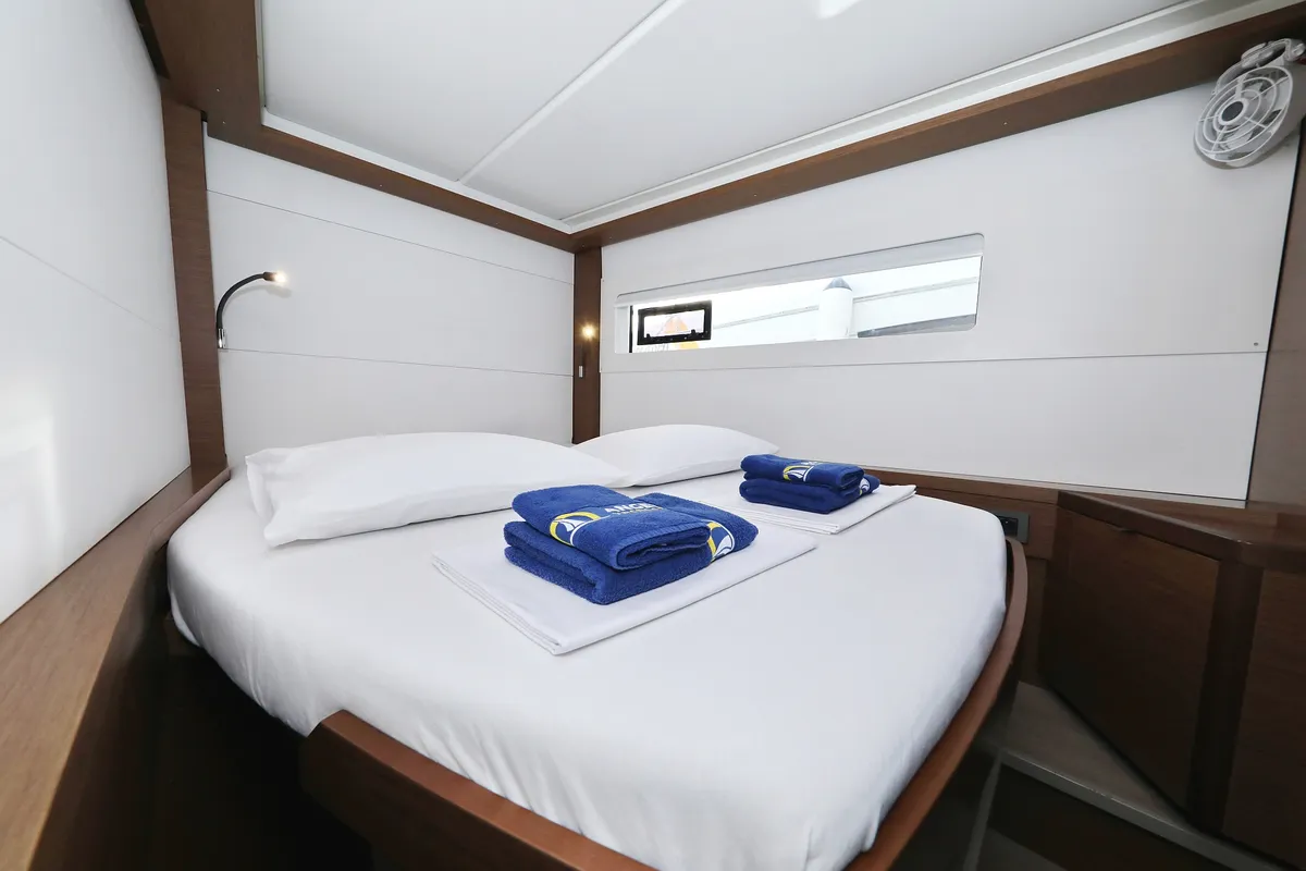 Cabin on Barbarella III, a Lagoon 46 catamaran at Grad Trogir, Croatia
