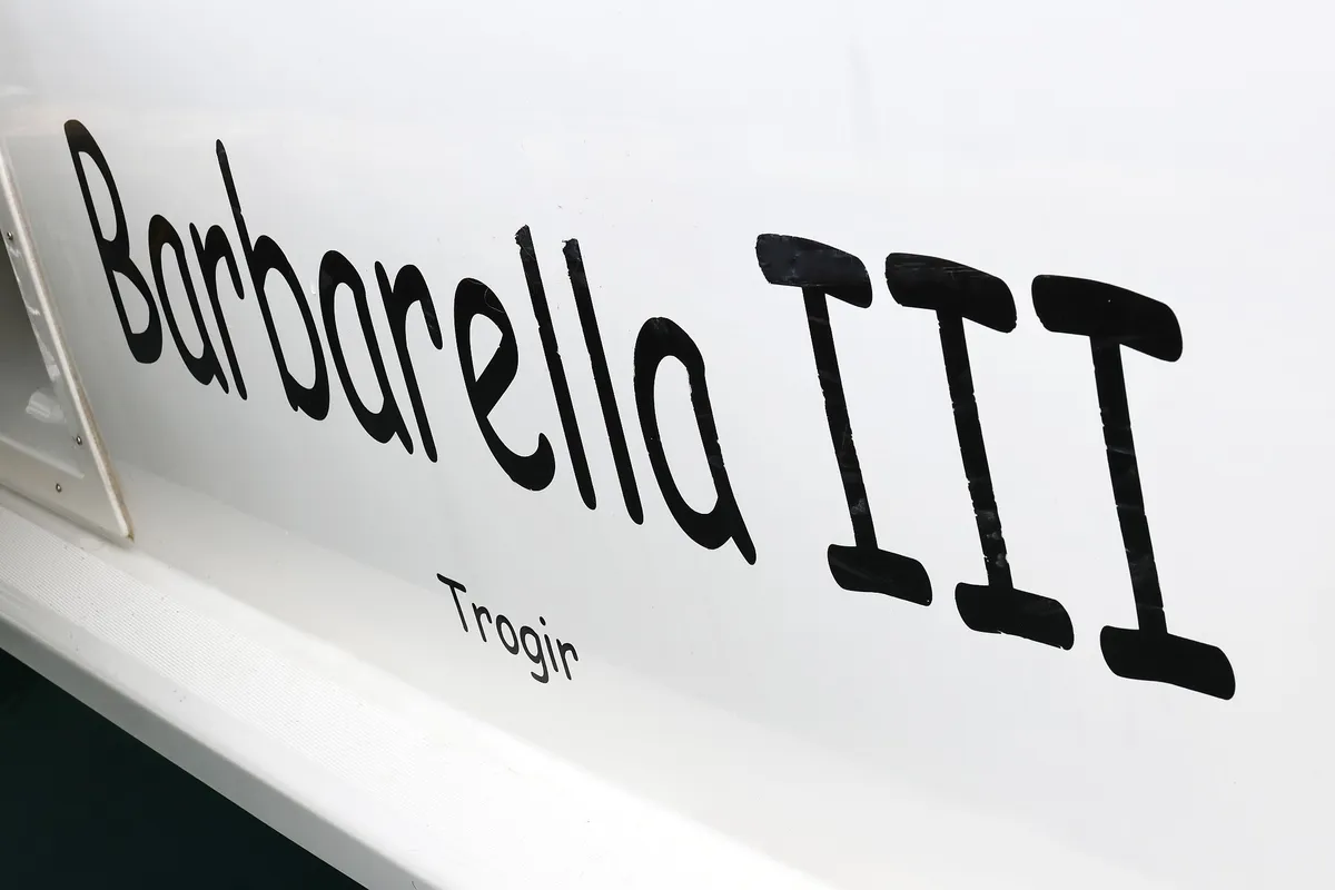 Barbarella III, a Lagoon 46 catamaran at Grad Trogir, Croatia