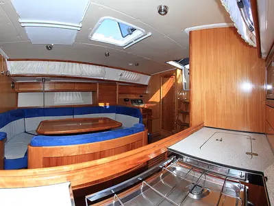 Galley of Fenix, a Bavaria 40 Cruiser sailboat at Pirovac, Croatia