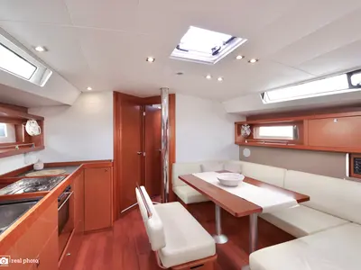 Salon of Gaia, a Beneteau Oceanis 45 sailboat at Cannigione, Italy