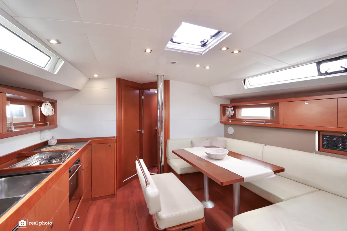 Salon of Gaia, a Beneteau Oceanis 45 sailboat at Cannigione, Italy
