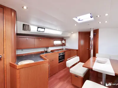 Galley of Gaia, a Beneteau Oceanis 45 sailboat at Cannigione, Italy