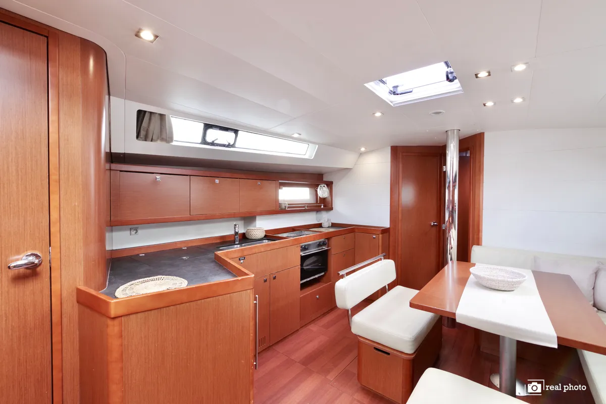 Galley of Gaia, a Beneteau Oceanis 45 sailboat at Cannigione, Italy