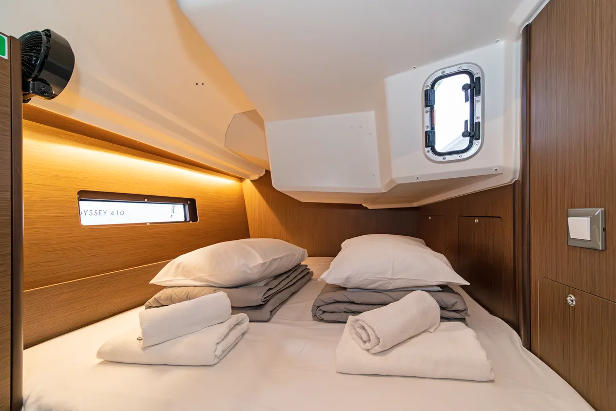 Cabin on First Touch, a Beneteau Oceanis 40.1 sailboat at Skradin, Croatia