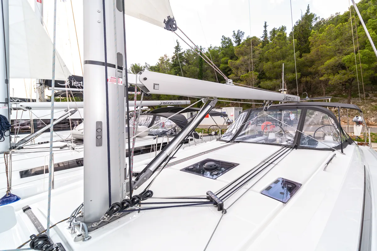 Deck of First Touch, a Beneteau Oceanis 40.1 sailboat at Skradin, Croatia