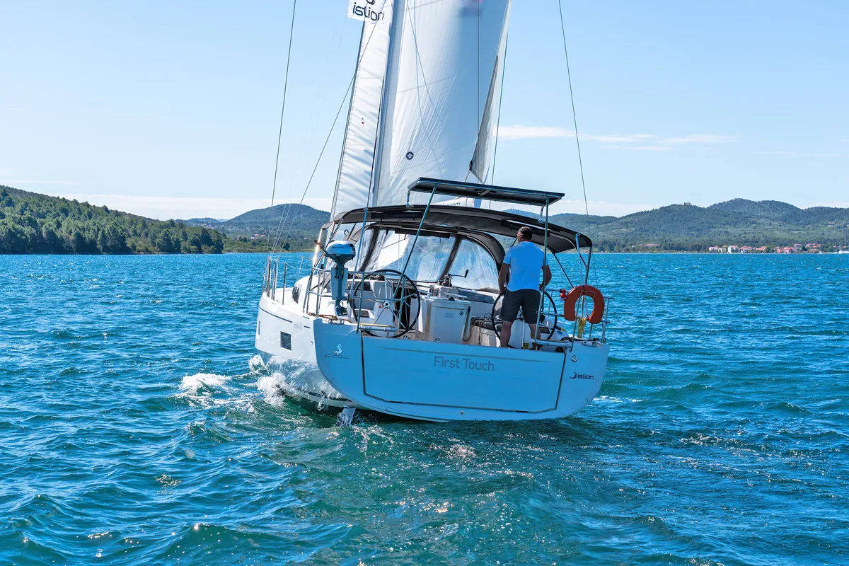Exterior view of First Touch, a Beneteau Oceanis 40.1 sailboat at Skradin, Croatia