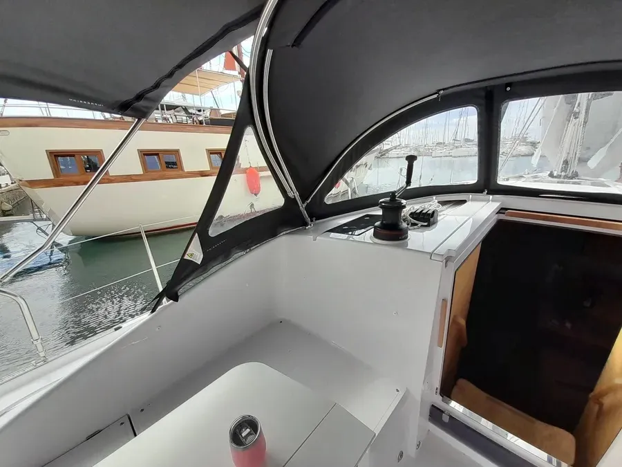 Cockpit of Elena, a Elan Impression 43 sailboat at Athens, Greece