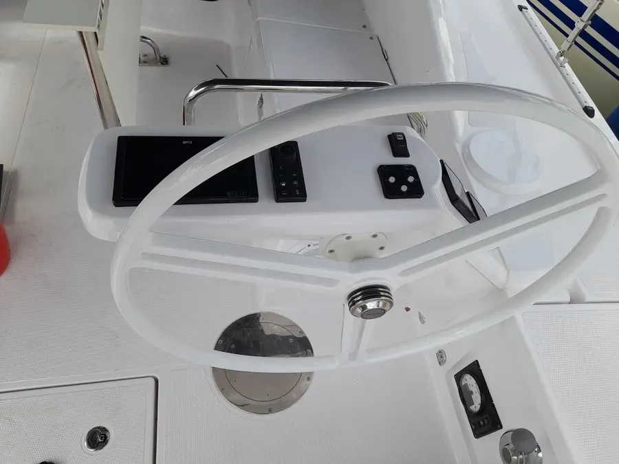 Cockpit of Elena, a Elan Impression 43 sailboat at Athens, Greece