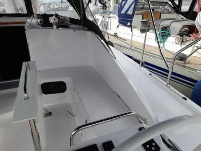 Cockpit of Elena, a Elan Impression 43 sailboat at Athens, Greece