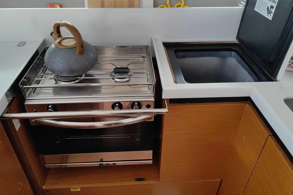 Galley of Milky Way, a Jeanneau Sun Odyssey 440 sailboat at Grad Pula, Croatia