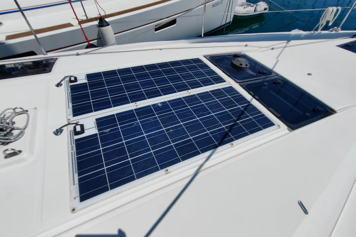 Deck of Milky Way, a Jeanneau Sun Odyssey 440 sailboat at Grad Pula, Croatia
