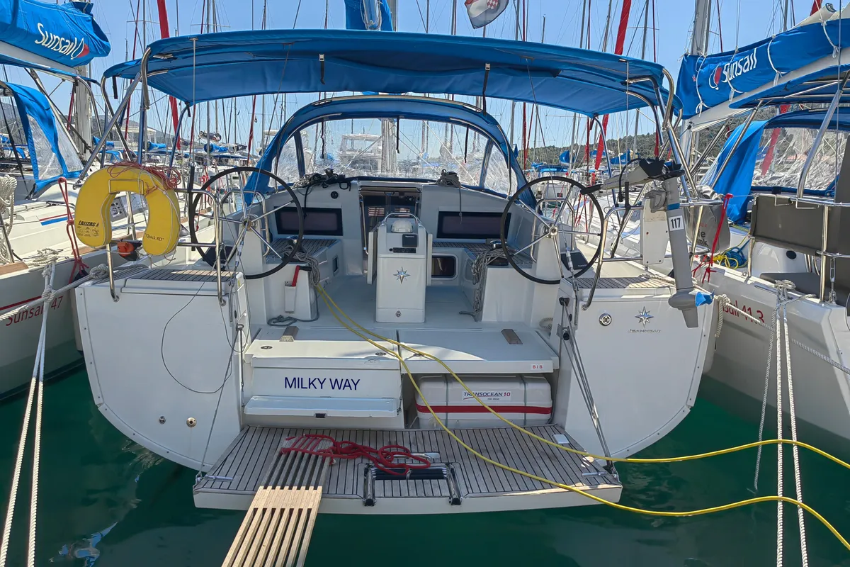 Exterior view of Milky Way, a Jeanneau Sun Odyssey 440 sailboat at Grad Pula, Croatia