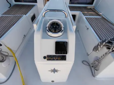 Cockpit of Milky Way, a Jeanneau Sun Odyssey 440 sailboat at Grad Pula, Croatia