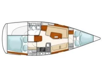 Floor plan of Sicily, a Hanse 320 sailboat at Marsala, Italy