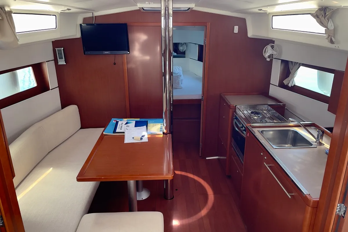 Salon of Ariela, a Beneteau Oceanis 38.1 sailboat at Sukošan, Croatia