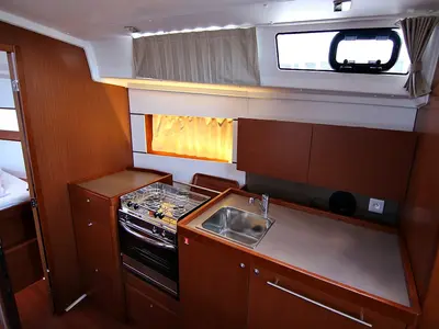 Galley of Ariela, a Beneteau Oceanis 38.1 sailboat at Sukošan, Croatia