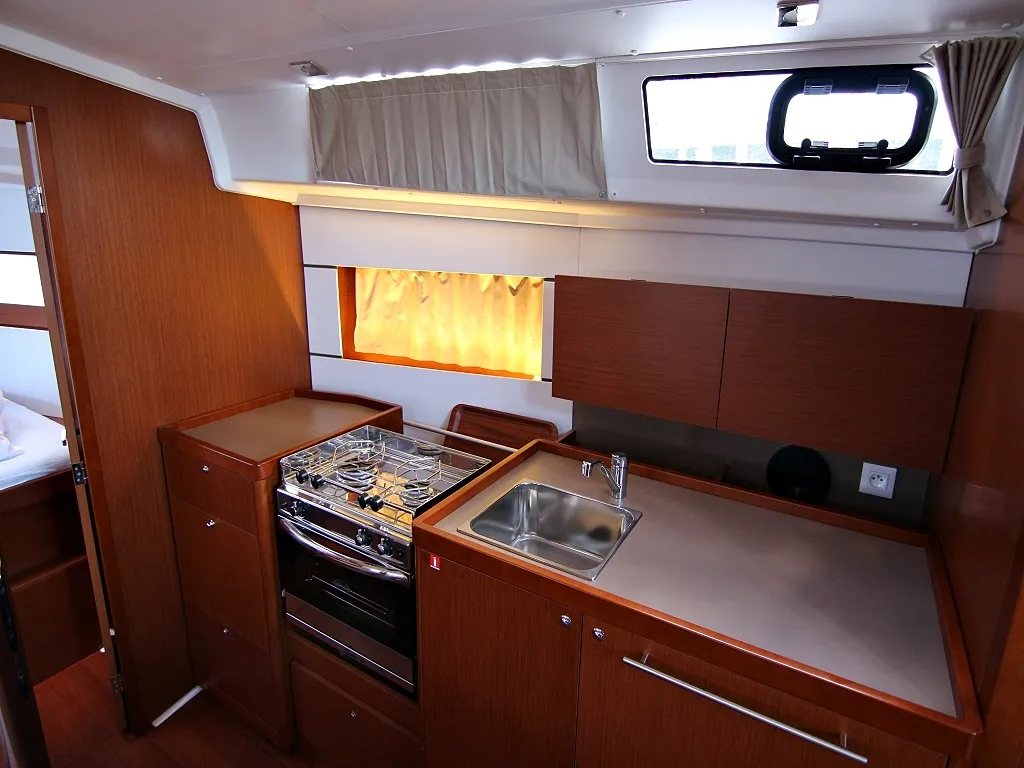 Galley of Ariela, a Beneteau Oceanis 38.1 sailboat at Sukošan, Croatia