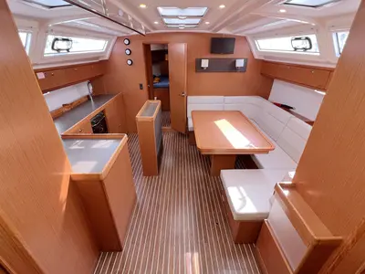 Cabin on Momo, a Bavaria Cruiser 46 sailboat at Heiligenhafen, Germany