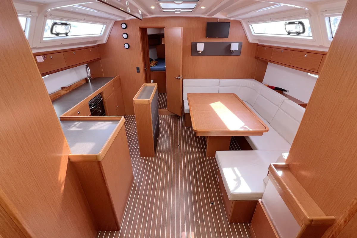 Cabin on Momo, a Bavaria Cruiser 46 sailboat at Heiligenhafen, Germany