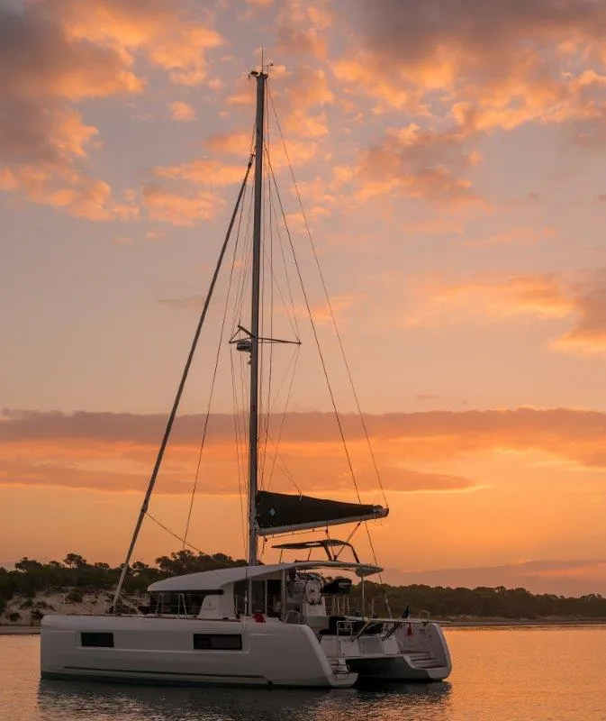 Exterior view of Sunflower, a Lagoon 40 catamaran at Lavreotiki Municipal Unit, Greece