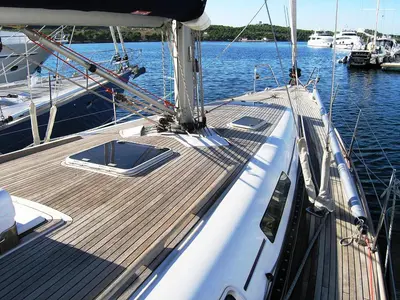 Deck of Kety, a Grand Soleil 50 sailboat at Grad Šibenik, Croatia