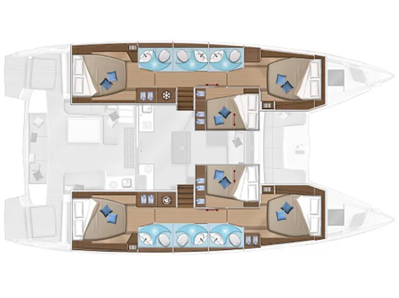 Floor plan of Ioli, a Lagoon 50 catamaran at Athens, Greece