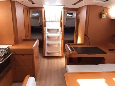 Galley of Marina, a Jeanneau Sun Odyssey 519 sailboat at Kos, Greece