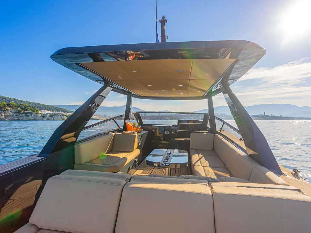 Deck of Premium, a Colnago 35 motorboat at Split, Croatia
