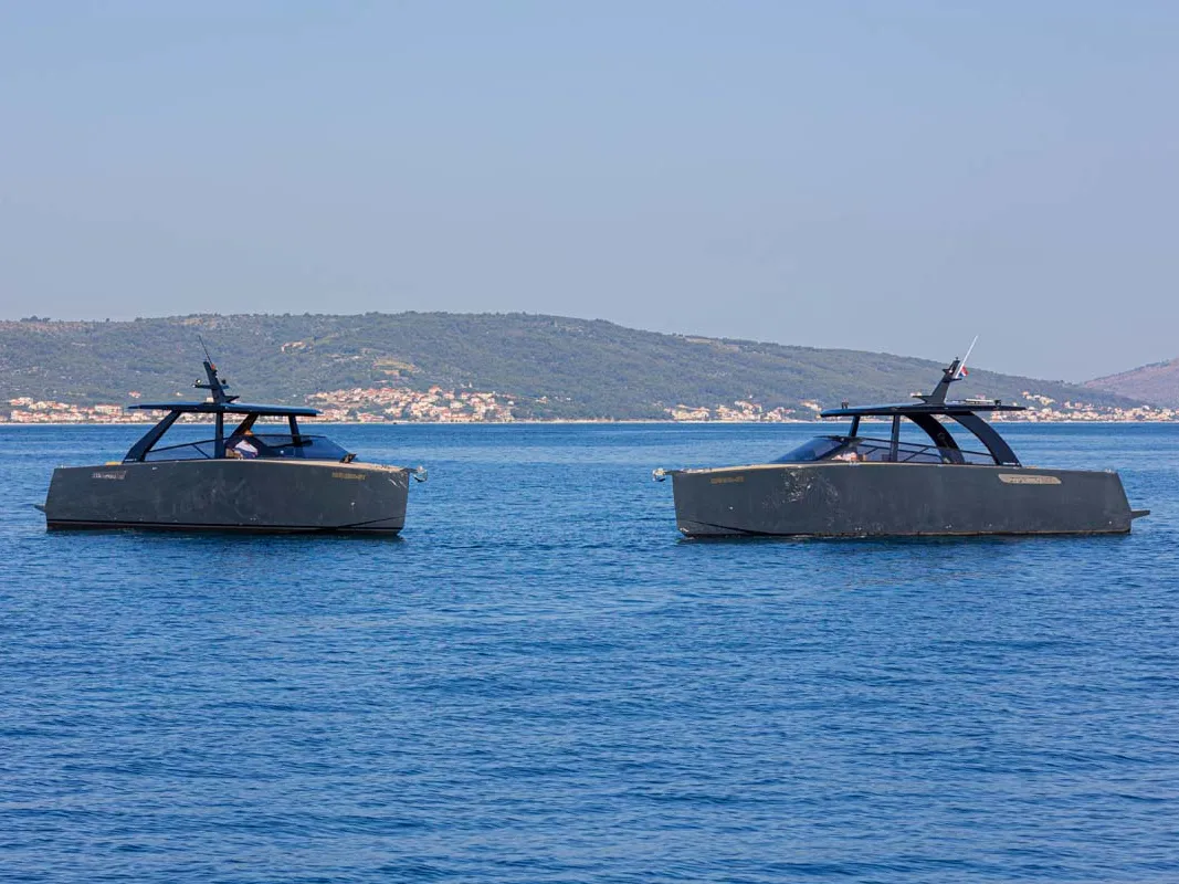 Exterior view of Premium, a Colnago 35 motorboat at Split, Croatia