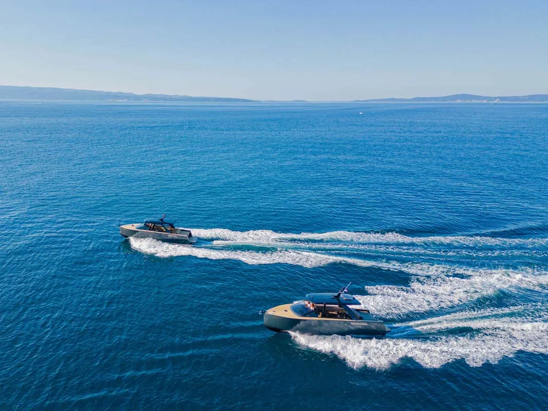 Exterior view of Premium, a Colnago 35 motorboat at Split, Croatia