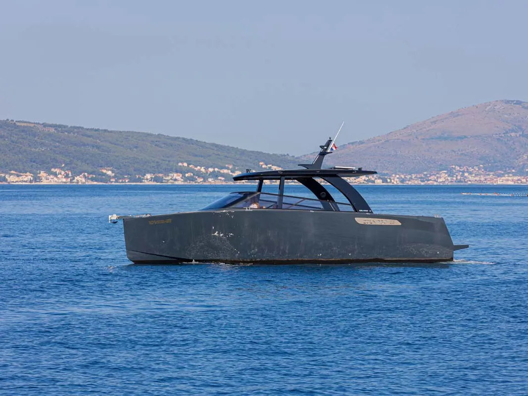 Exterior view of Premium, a Colnago 35 motorboat at Split, Croatia