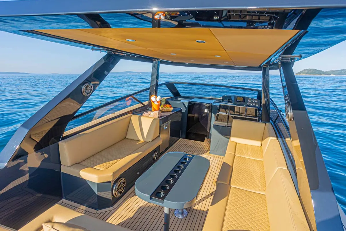 Deck of Premium, a Colnago 35 motorboat at Split, Croatia