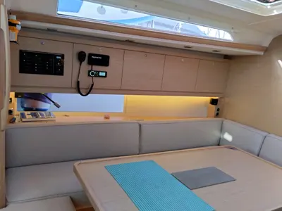Salon of Marco Polo, a Dufour 470 sailboat at Municipal Unit of Lefkada, Greece