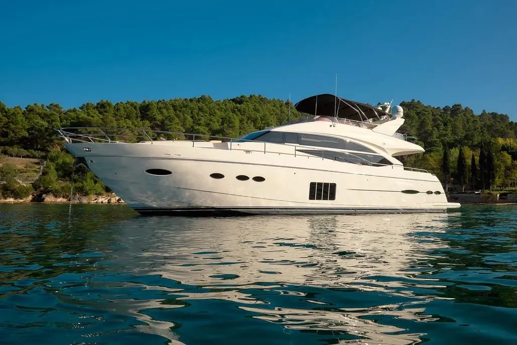 Champion, a Princess 72 Fly motor yacht at Podstrana - Miljevac, Croatia