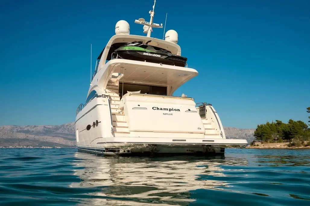 Champion, a Princess 72 Fly motor yacht at Podstrana - Miljevac, Croatia