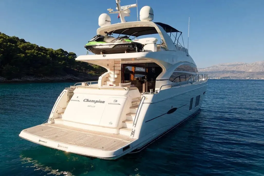 Champion, a Princess 72 Fly motor yacht at Podstrana - Miljevac, Croatia