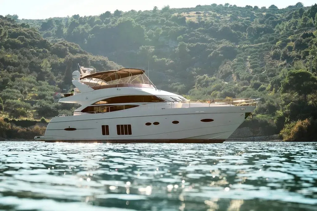 Champion, a Princess 72 Fly motor yacht at Podstrana - Miljevac, Croatia