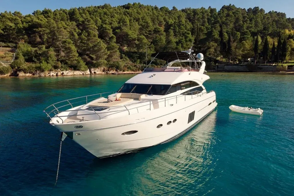 Champion, a Princess 72 Fly motor yacht at Podstrana - Miljevac, Croatia