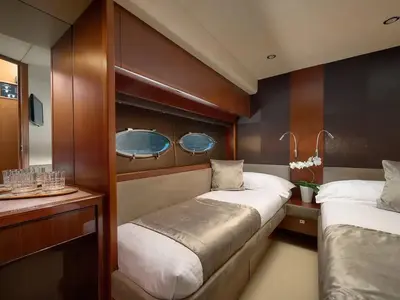Cabin on Champion, a Princess 72 Fly motor yacht at Šibenik, Croatia
